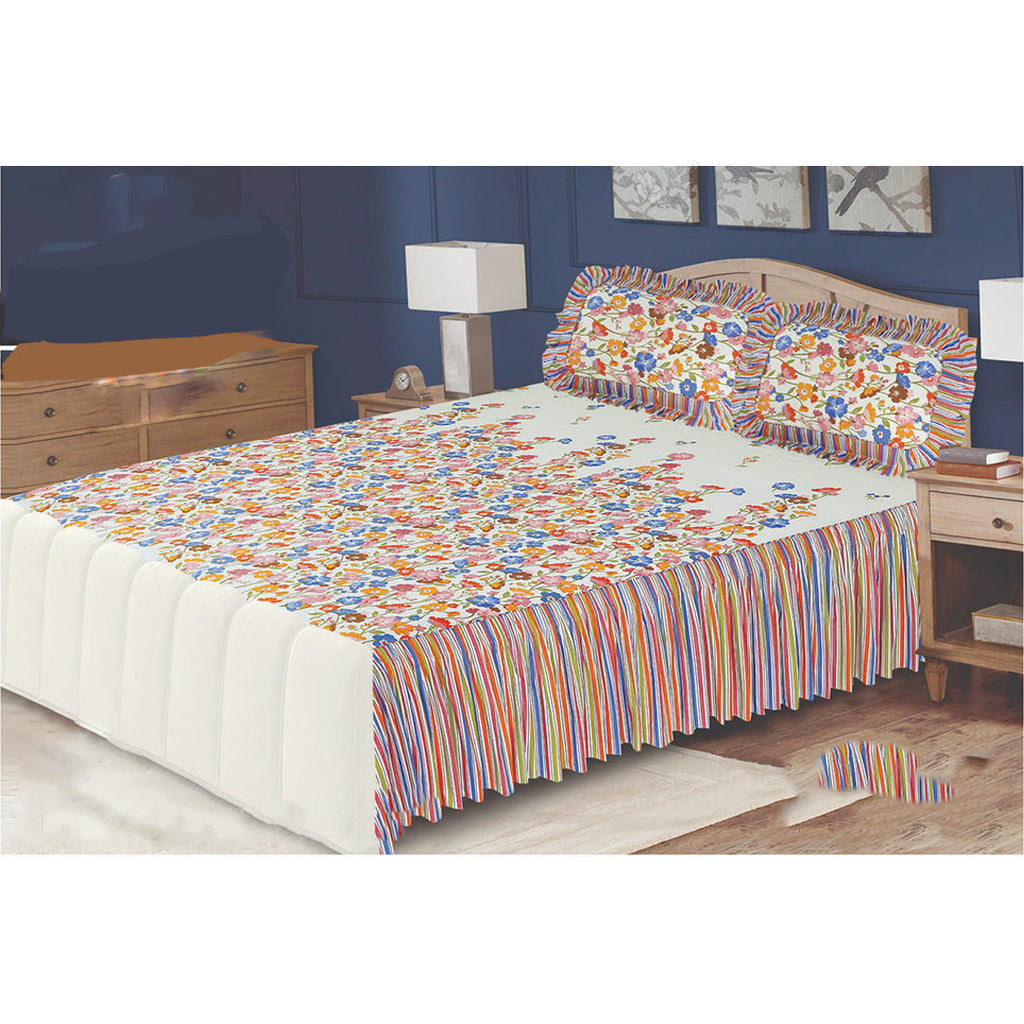 3 Pcs Frill bedsheet Printed BE-829