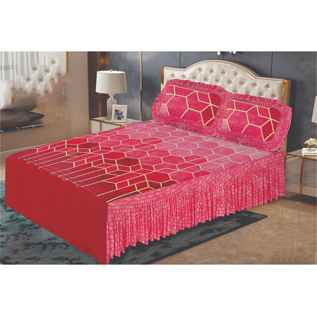 3 Pcs Frill bedsheet Printed BE-831