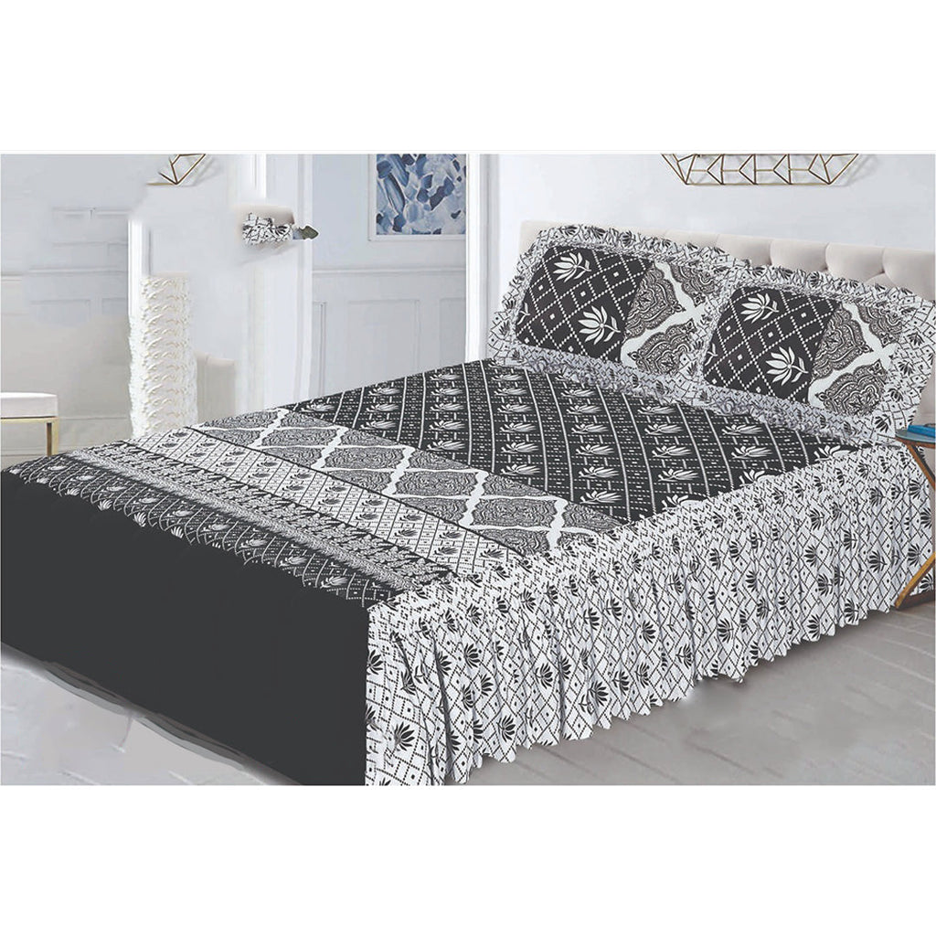 3 Pcs Frill bedsheet Printed BE-834