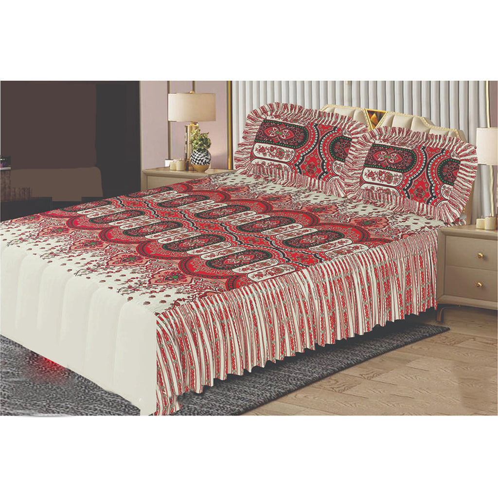 3 Pcs Frill bedsheet Printed BE-838