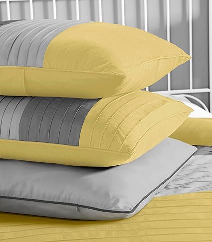 EMBELLISH HORIZONTAL PLEATS DUVET SET (YELLOW,GRAY,PALOMA)