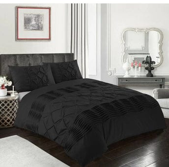 DIAMOND PINTUCK IMPERIAL BLACK DUVET SET 8 PCS (LUXURY)