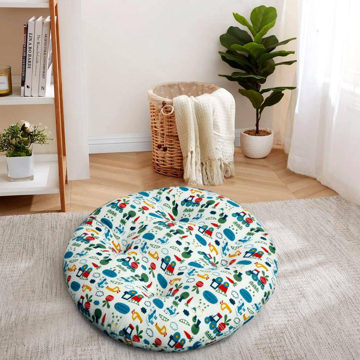 Pack Of 2 Printed Floor Cushions (Filled) 1696