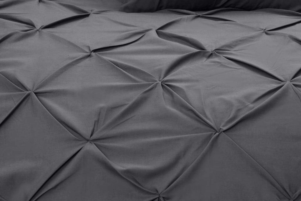 Diamond Pintuck Imperial Charcoal Grey-Duvet Set 8 Pcs (Luxury)