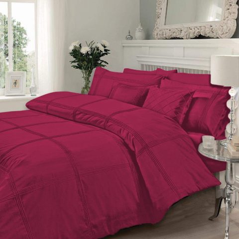 8 Pcs Box Pleated Shocking pink-Duvet Set