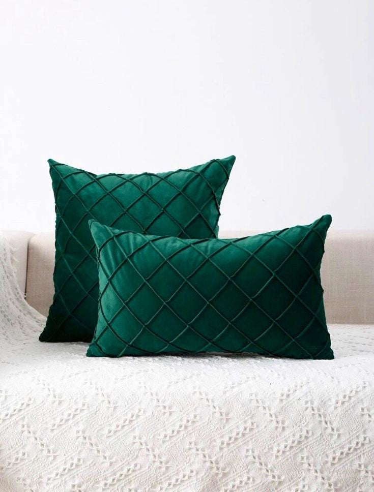 Velvet Cushion Cover & Duck Pillow Cover Green