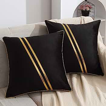 Luxury Velvet Cushion Covers Black With Gold.