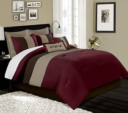 EMBELLISH HORIZONTAL PLEATS DUVET SET (BURGUNDY,BROWN,COFFEE)