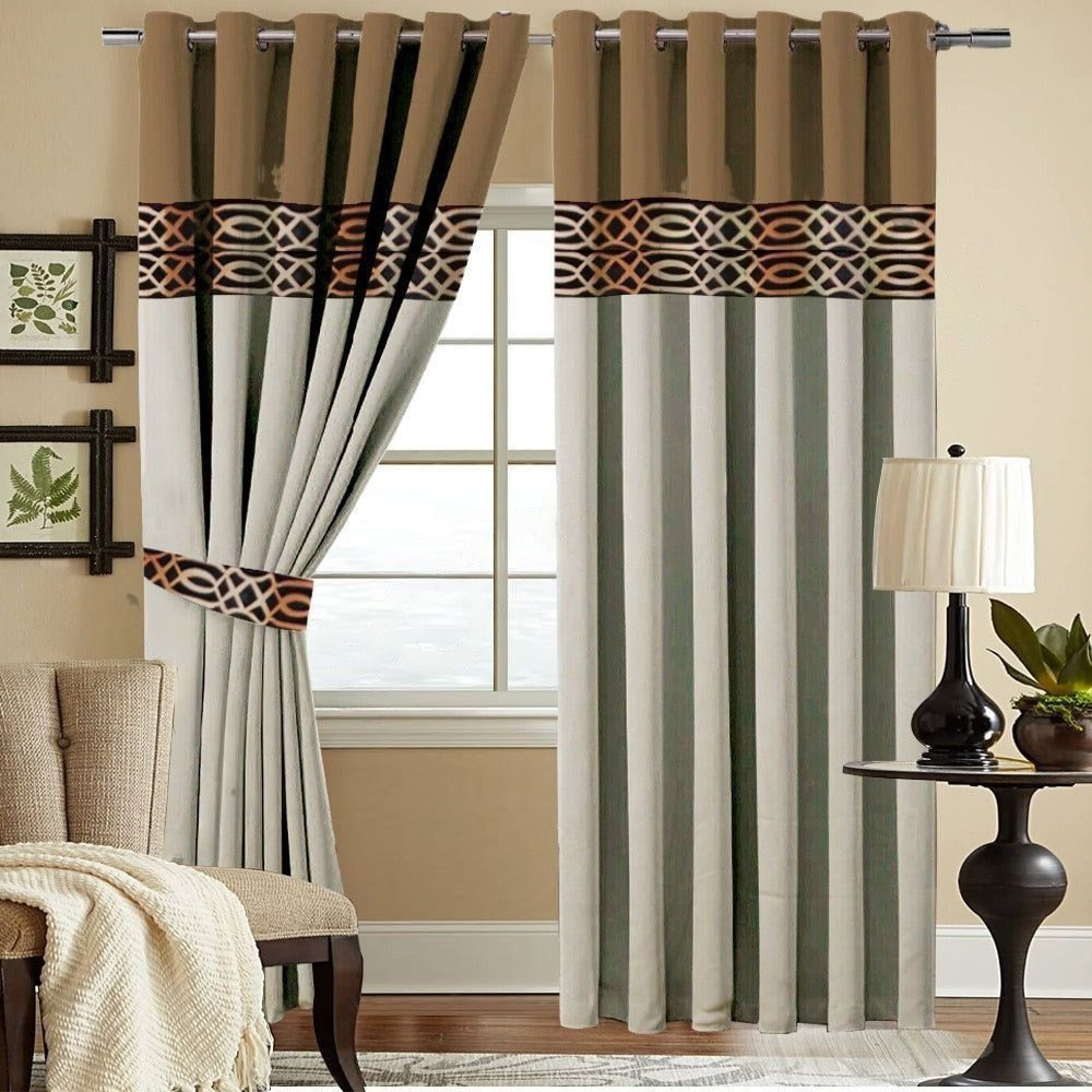 2 PC'S LUXURY VELVET EMBROIDERED CURTAINS(DOUBLE SHADED)