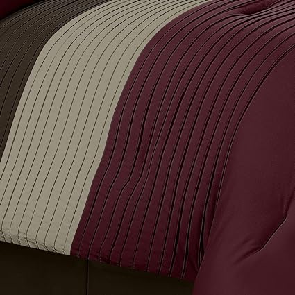 EMBELLISH HORIZONTAL PLEATS DUVET SET (BURGUNDY,BROWN,COFFEE)