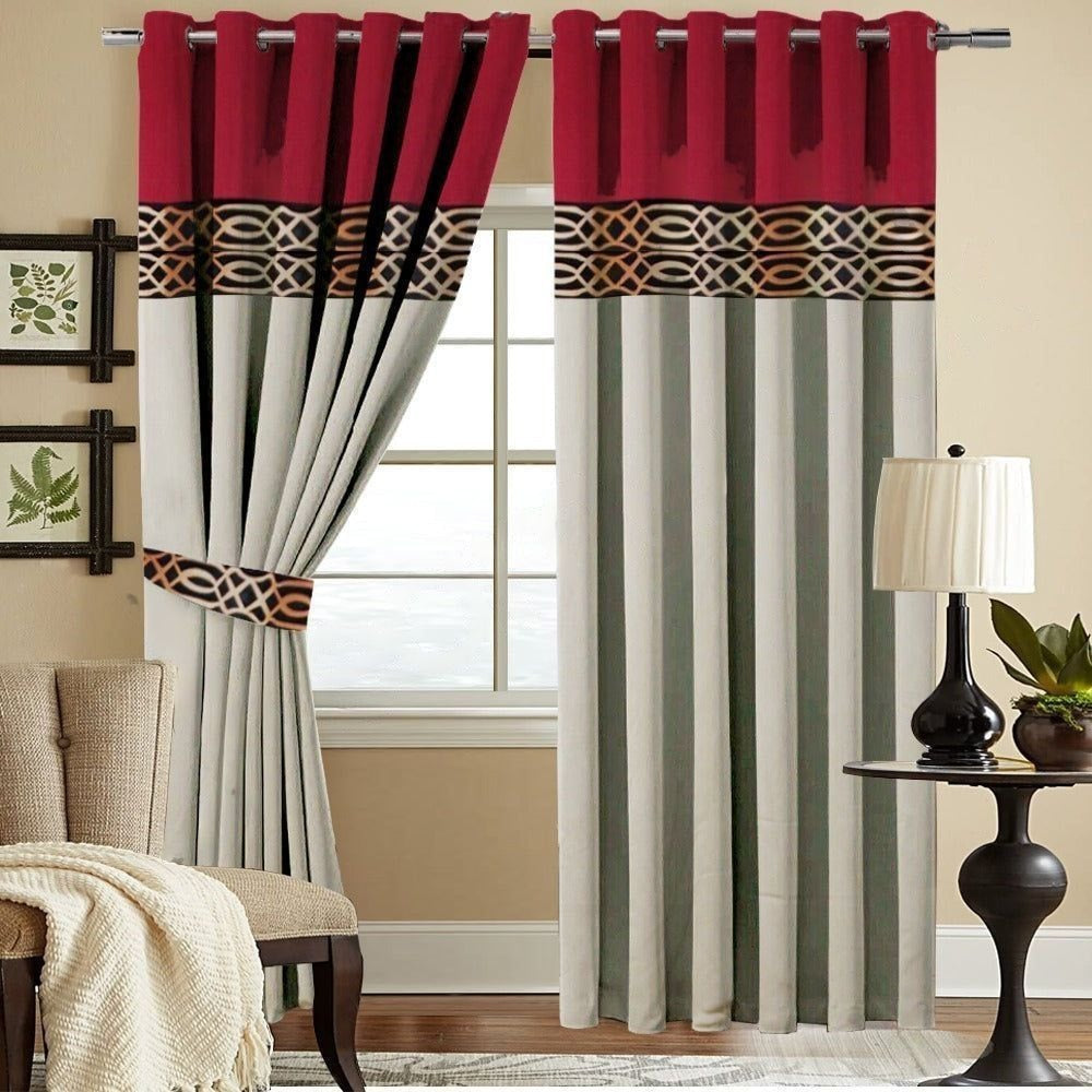 2 PC'S LUXURY VELVET EMBROIDERED CURTAINS(DOUBLE SHADED)