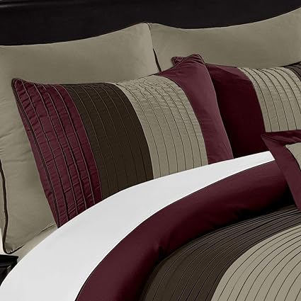 EMBELLISH HORIZONTAL PLEATS DUVET SET (BURGUNDY,BROWN,COFFEE)