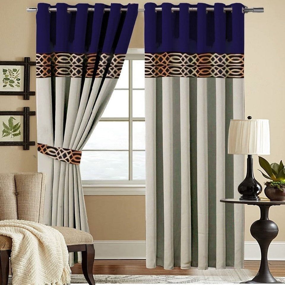 2 PC'S LUXURY VELVET EMBROIDERED CURTAINS(DOUBLE SHADED)