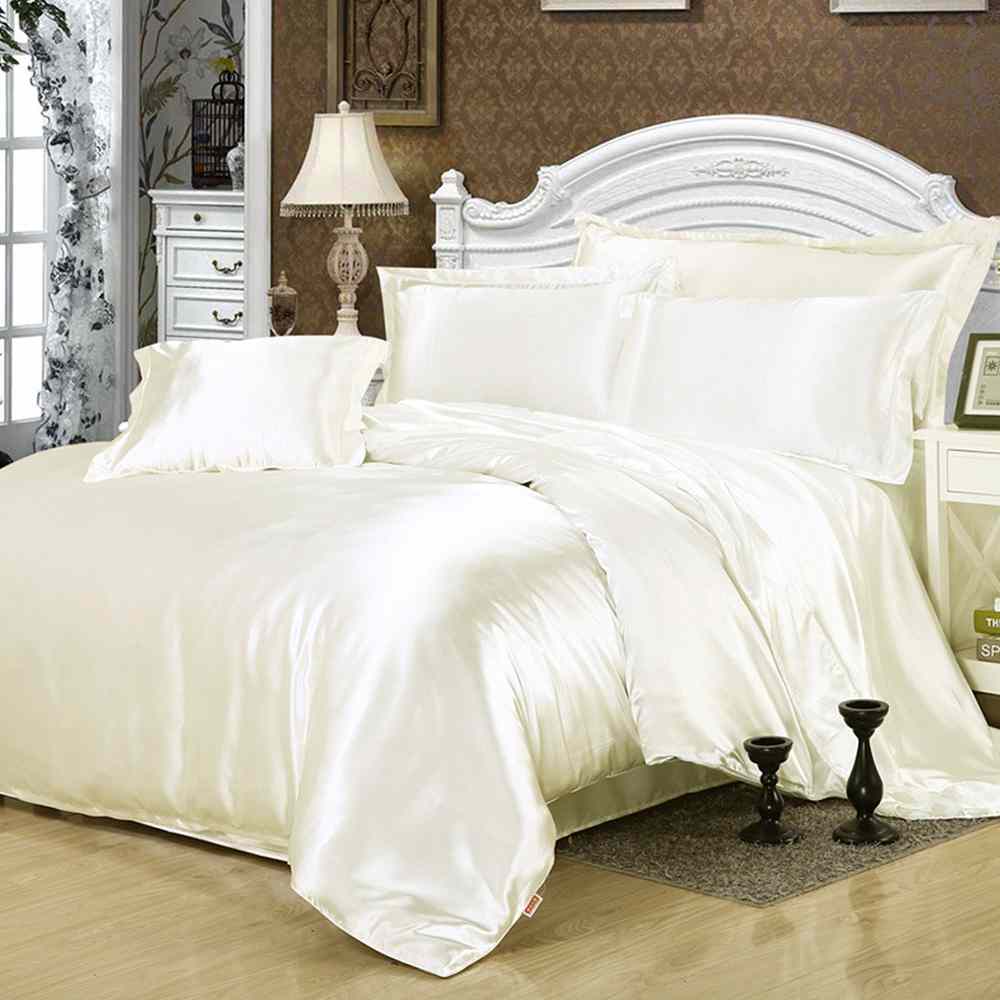 8Pc Luxury Silk Duvet Set - Ivory