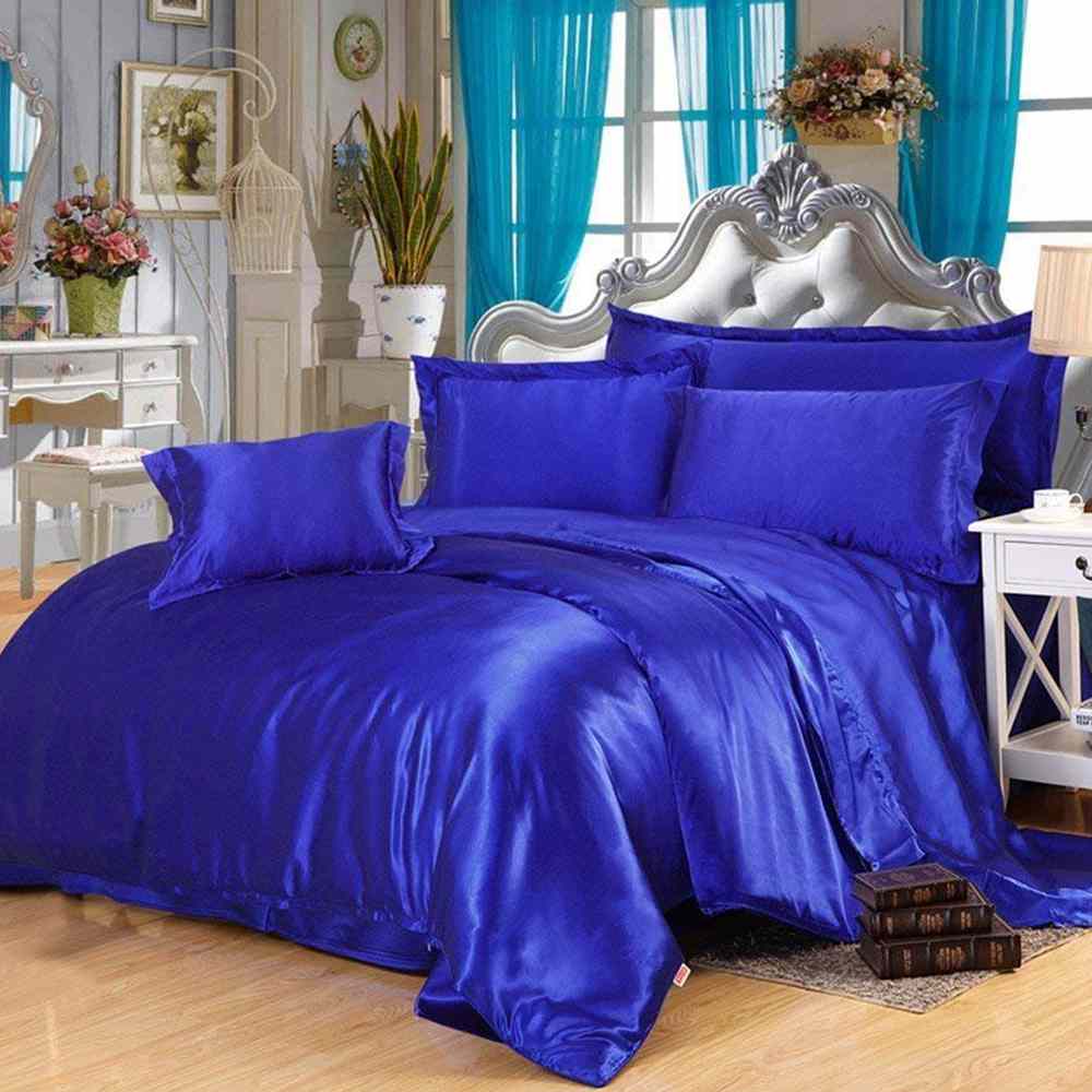 8Pc Luxury Silk Duvet Set -Royal Blue