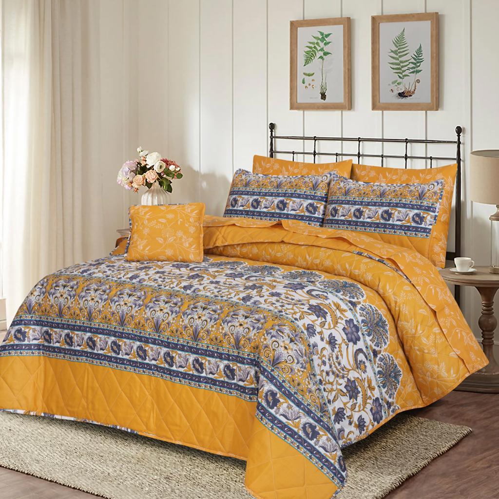 7 PCS-COMFORTER SET-YELLOW FLORI