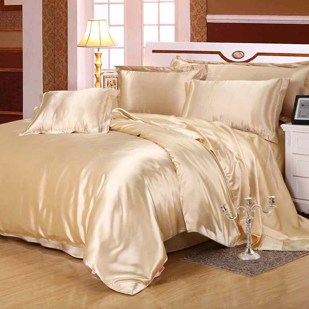 8Pc Luxury Silk Duvet Set - Golden