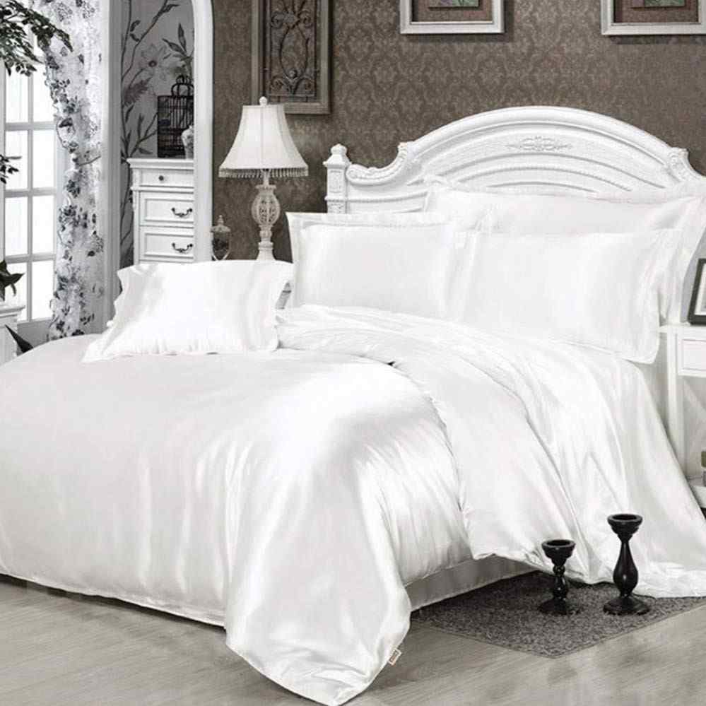 8Pc Luxury Silk Duvet Set -White