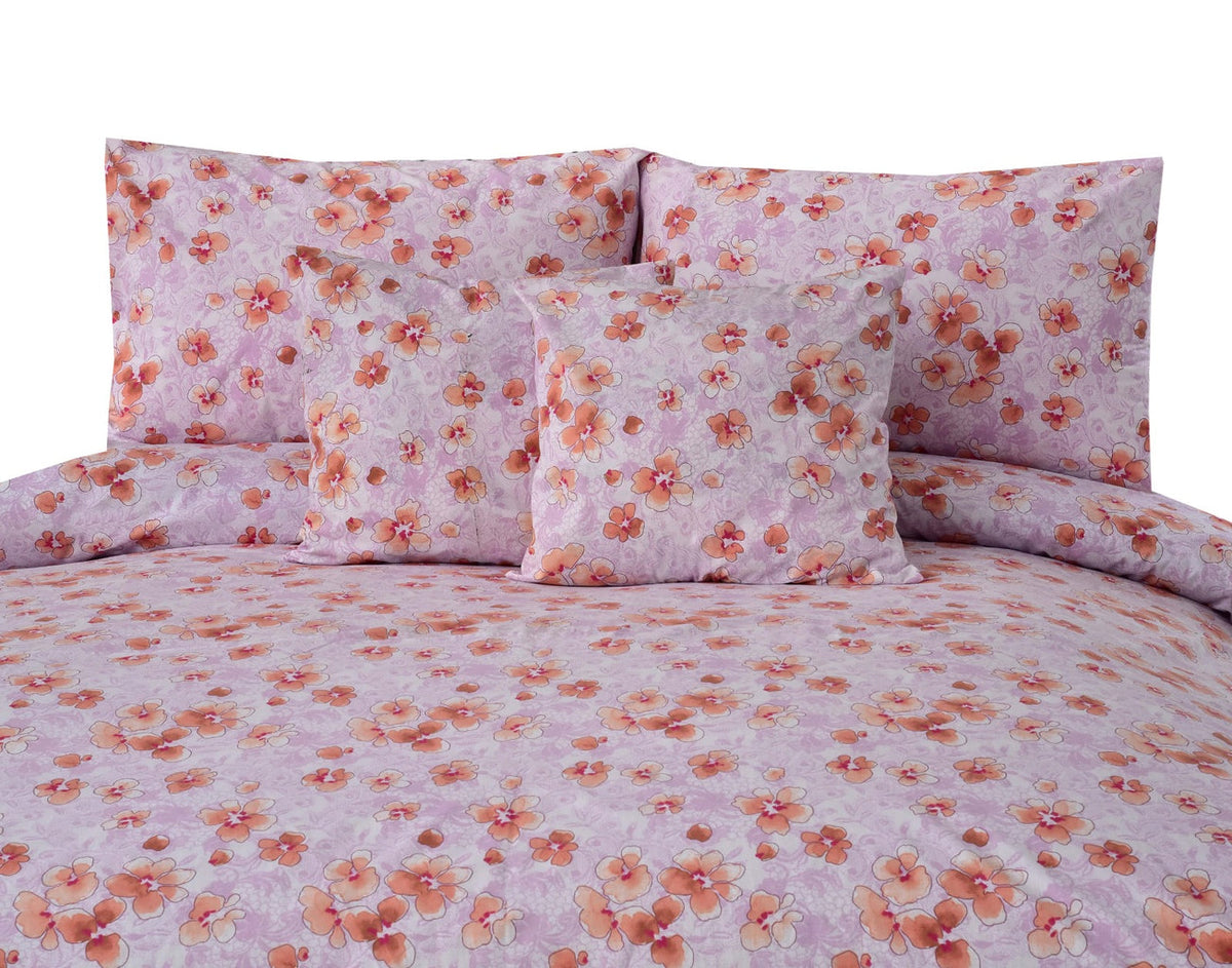 3 Pcs Bed Sheet Set Cotton Fabric Soft Pink Color Floral Patterns BE BS 38