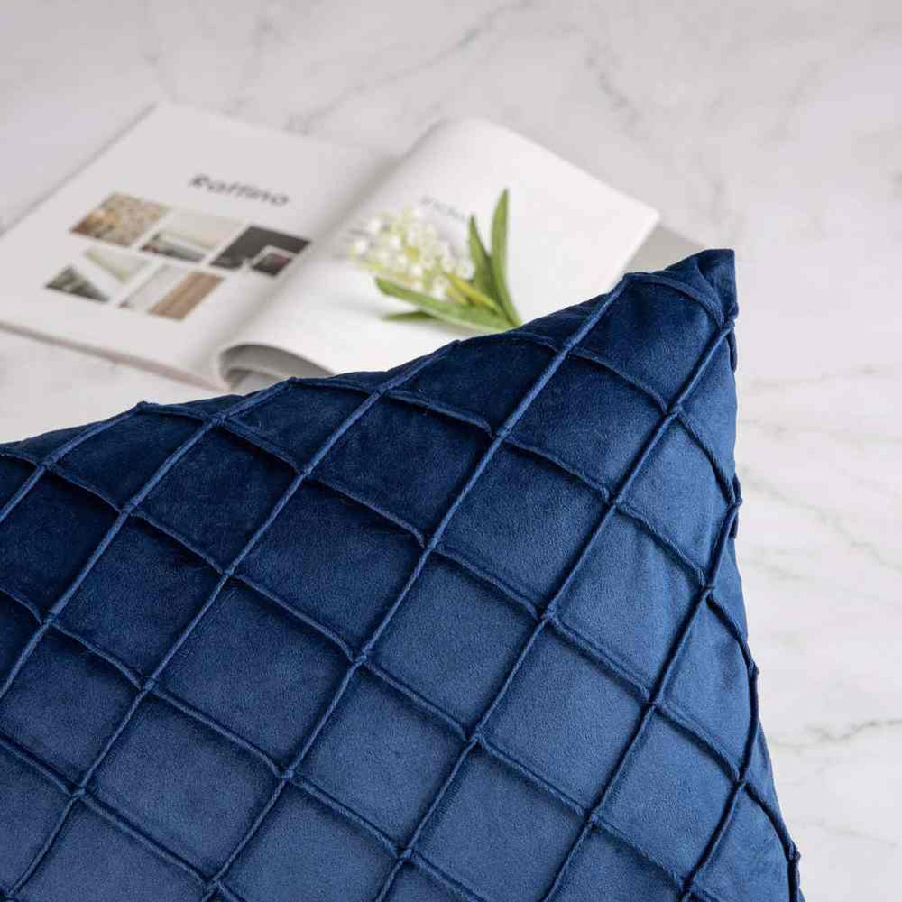 pack of 2 Velvet Pleated Square Cushion - Blue