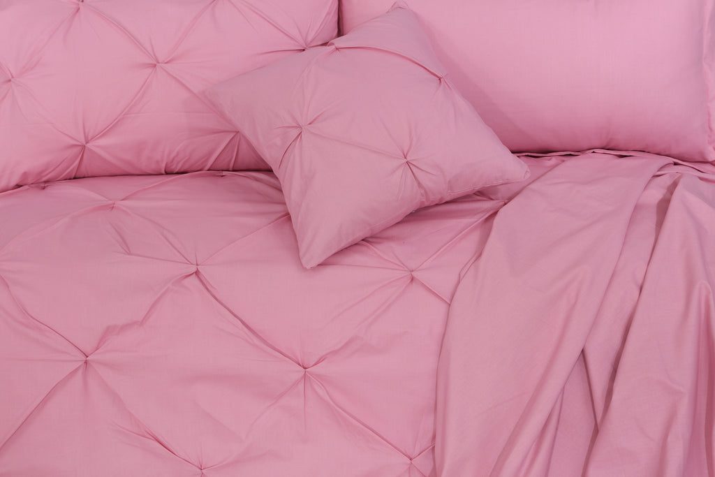 Diamond Pintuck Imperial Pink Duvet- Set 8 Pcs (Luxury)