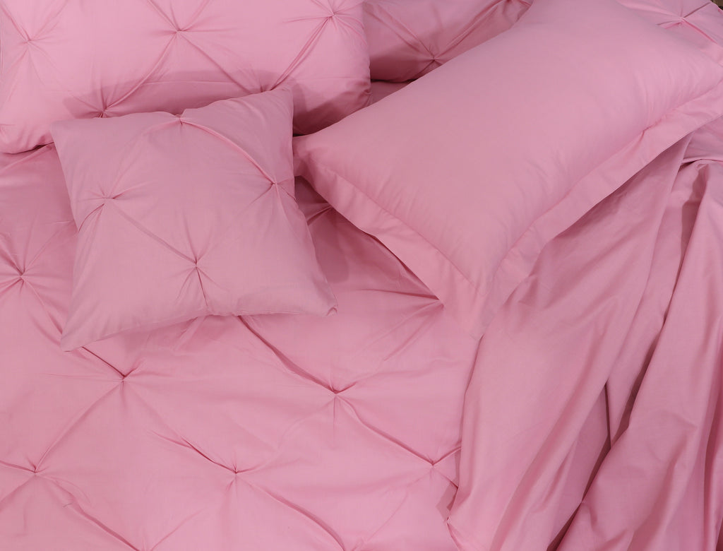 Diamond Pintuck Imperial Pink Duvet- Set 8 Pcs (Luxury)