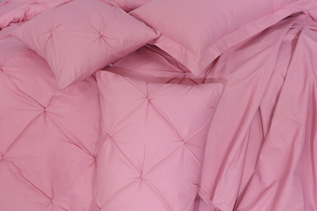 Diamond Pintuck Imperial Pink Duvet- Set 8 Pcs (Luxury)