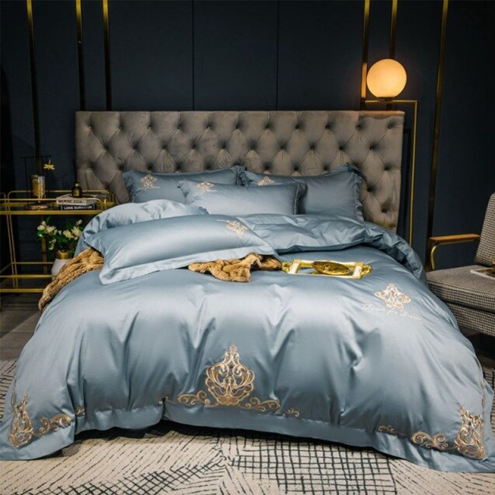 Luxury Embroidered Duvet SetOcean Blue
