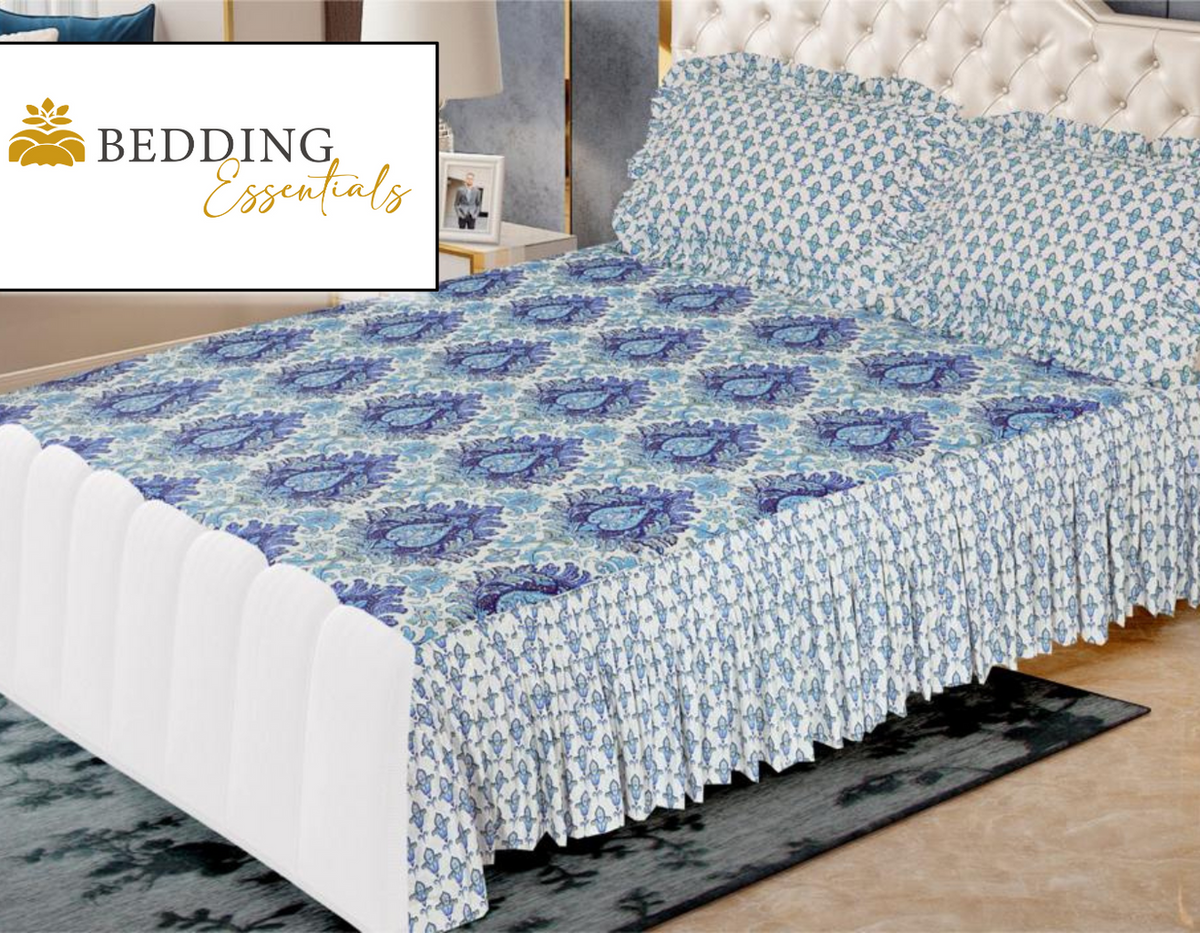 3Pcs Printed Frill Bed Sheet Set BE-820