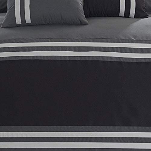 Flowol (Black on Grey)-Duvet Set 8 Pcs (Luxury)