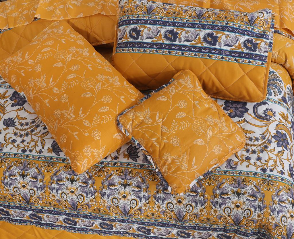 7 PCS-COMFORTER SET-YELLOW FLORI