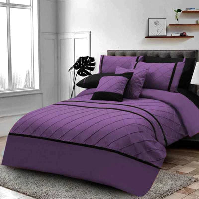 Pinch Pleated Duvet Set Purple&Black