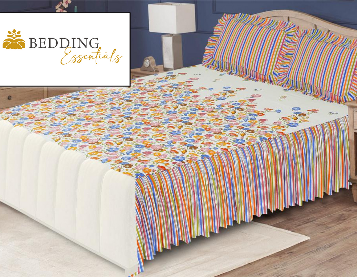 3Pcs Printed Frill Bed Sheet Set BE-817