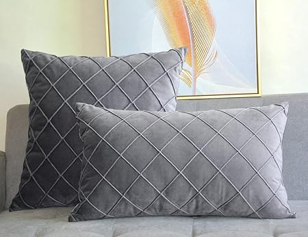 Velvet Cushion Cover & Duck Pillow Cover Grey