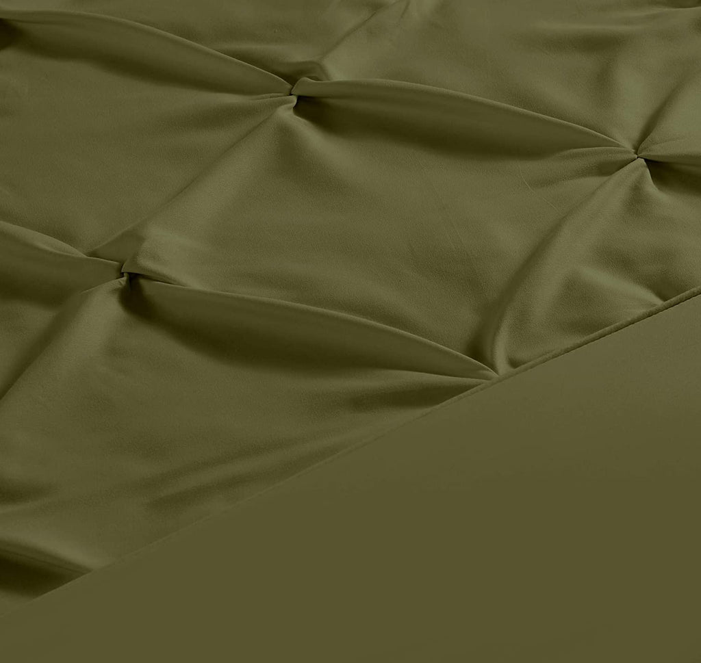 Diamond Pintuck Imperial Olive Green-Duvet Set 8 Pcs (Luxury)