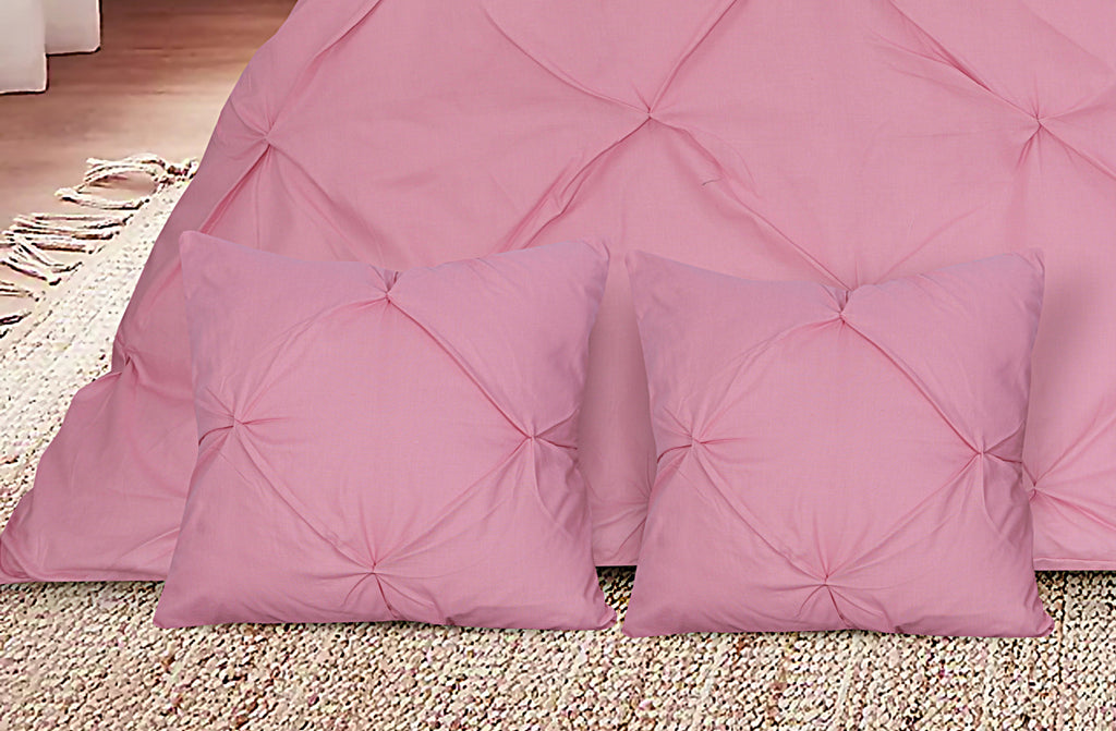 Diamond Pintuck Imperial Pink Duvet- Set 8 Pcs (Luxury)