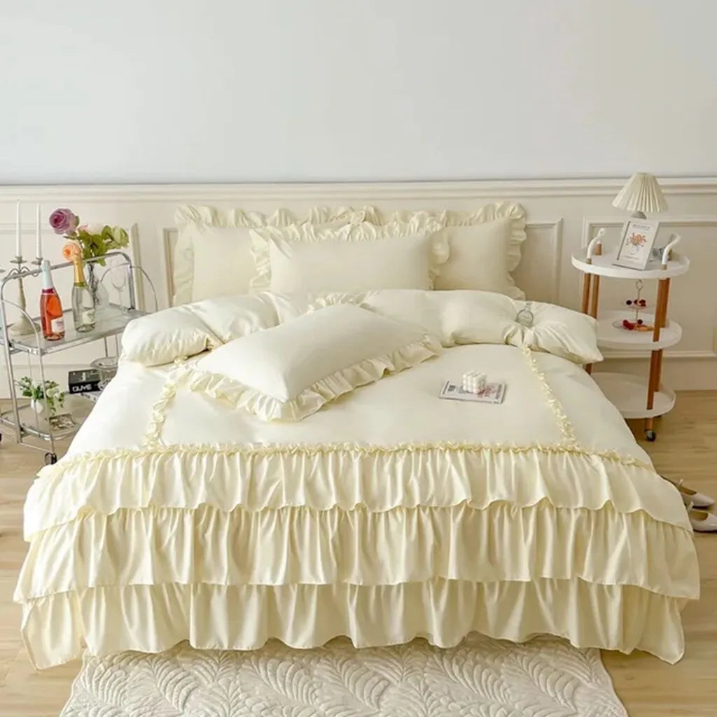 Ruffle Imperial Cream-Duvet Set 8 Pcs (Luxury) 1537