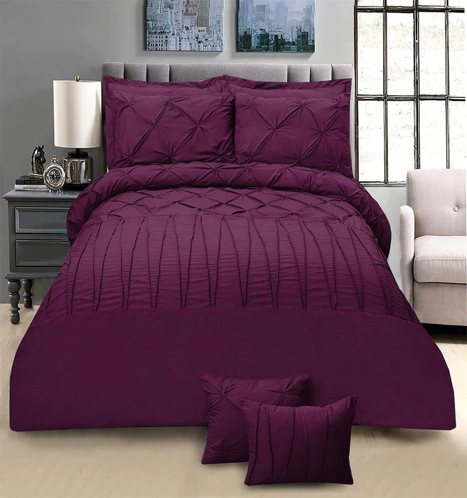 8 Pieces Pintuck & Cross Pleated Duvet Set