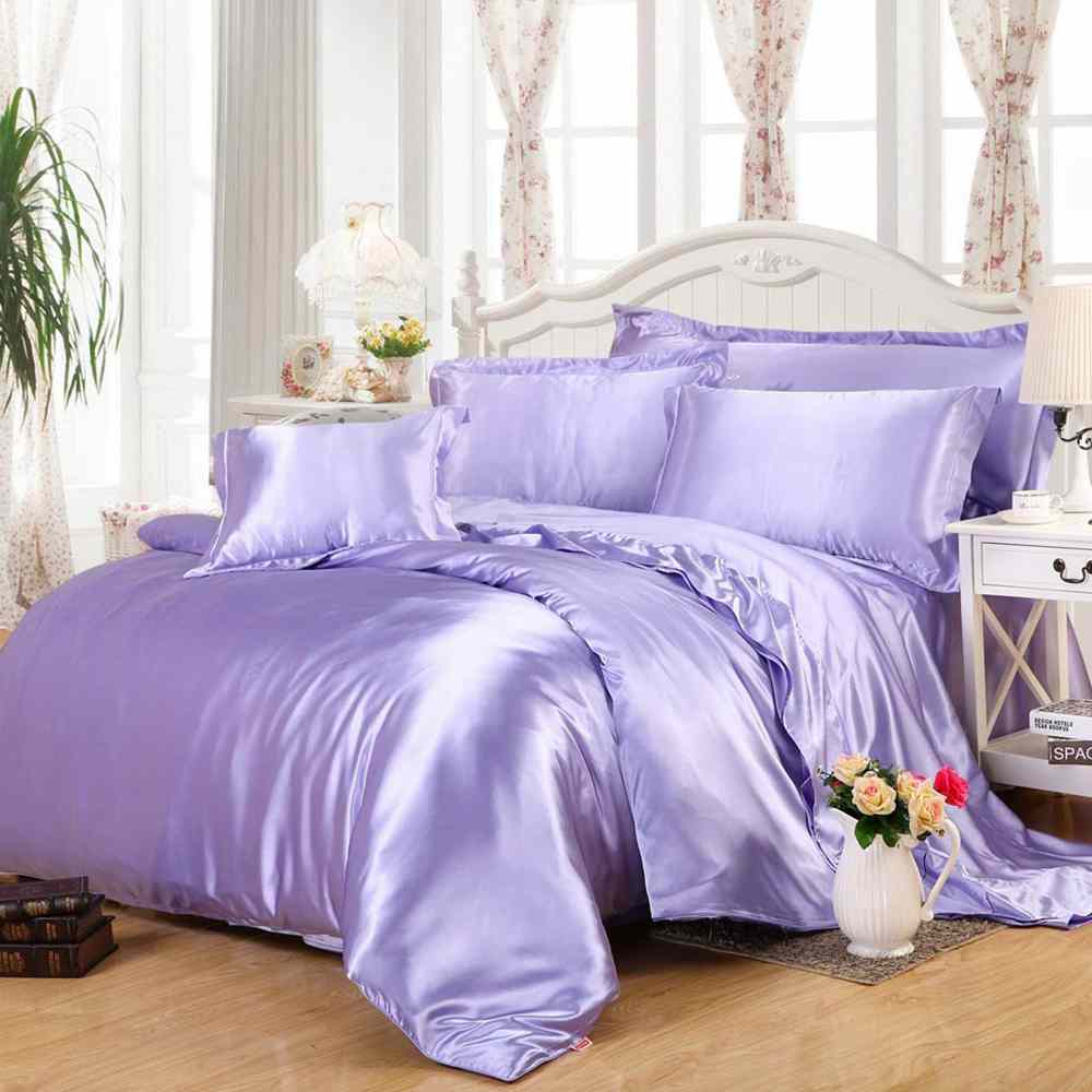 8Pc Luxury Silk Duvet Set -Light purple