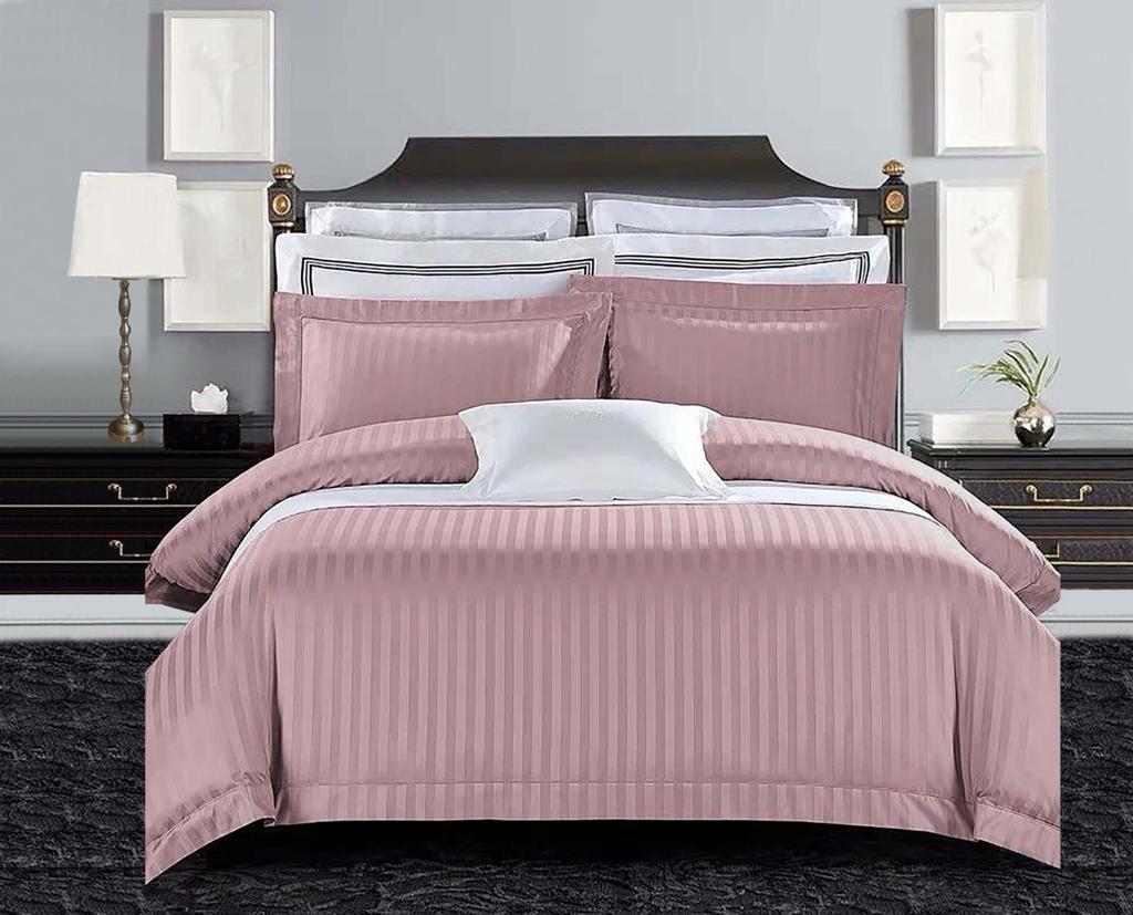 6 pcs Micro Stripe Duvet Set Baby Pink