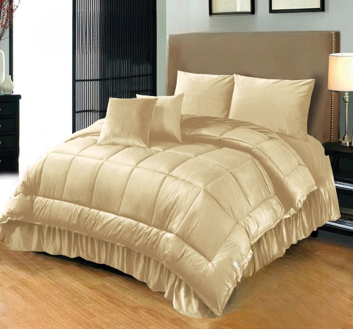 6 Pc's Luxury Velvet Duvet Set Cream