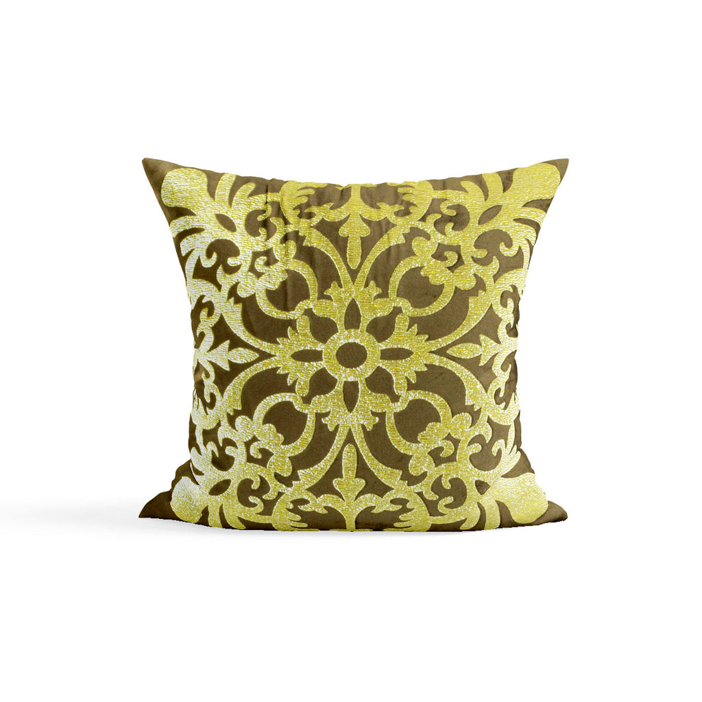 Pack of 2 VelvetLight Brown Cushion Cover with Golden Motif