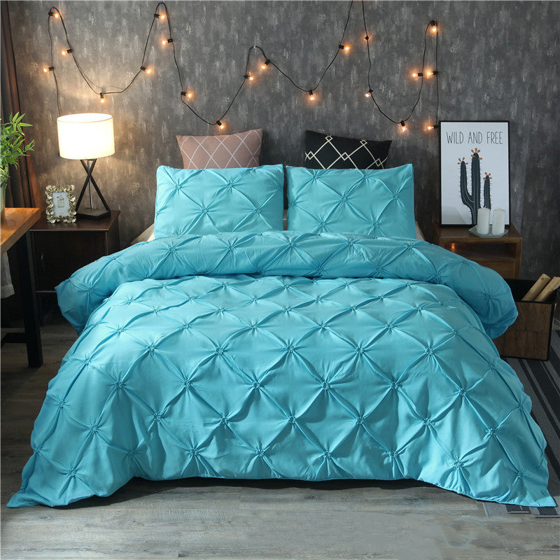 Diamond Pintuck Imperial Aqua-Duvet Set 8 Pcs (Luxury)