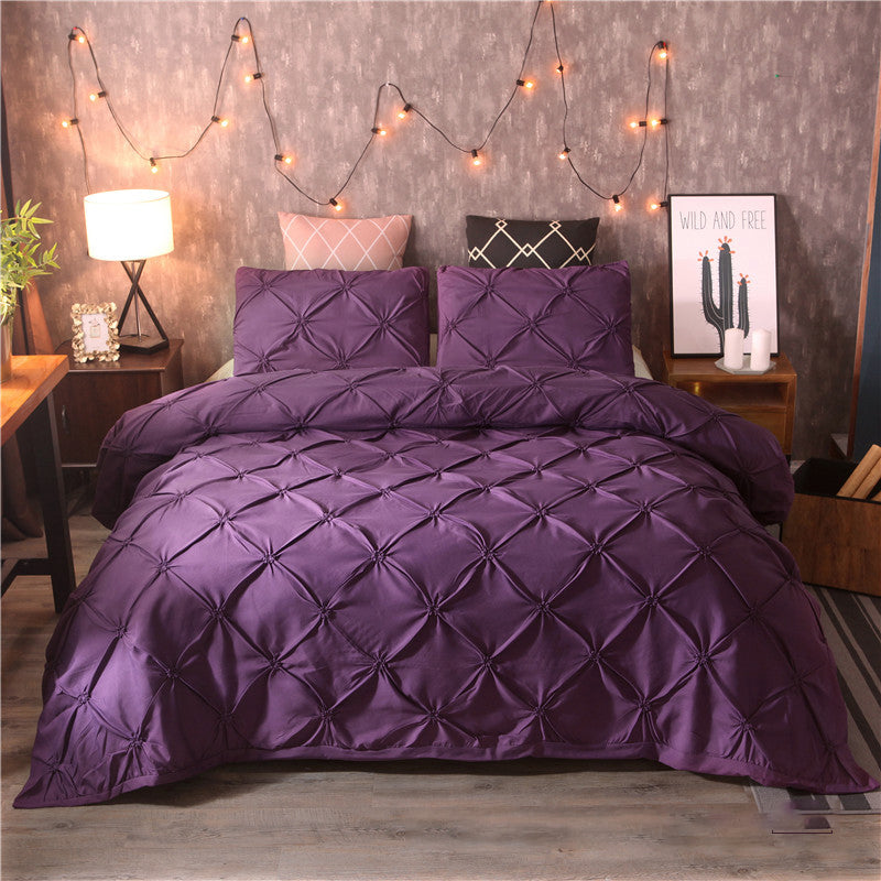 Diamond Pintuck Imperial Purple-Duvet Set 8 Pcs (Luxury)