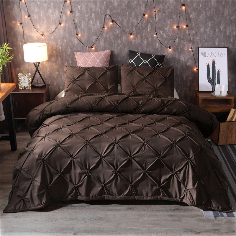 Diamond Pintuck Imperial Brown-Duvet Set 8 Pcs (Luxury)