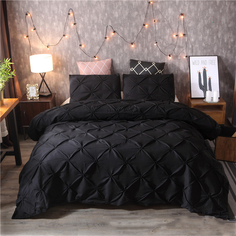 Diamond Pintuck Imperial Black Duvet- Set 8 Pcs (Luxury)