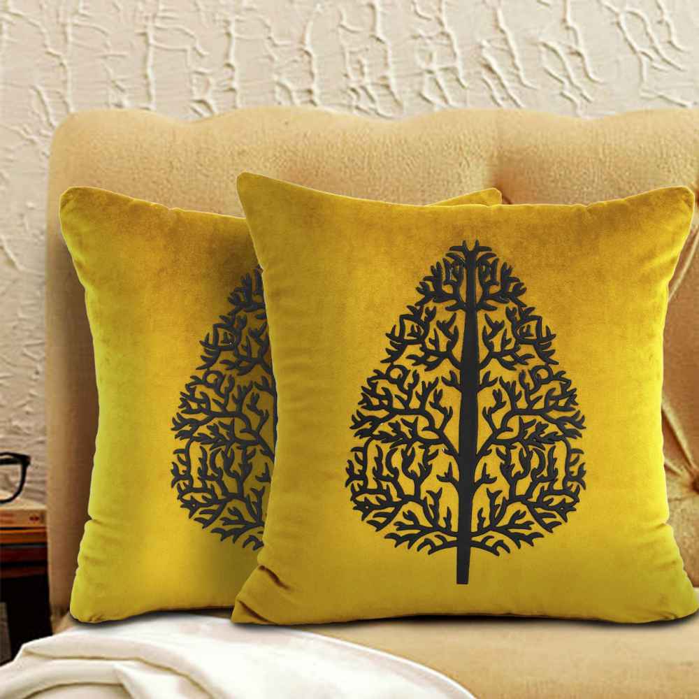 Pair Of Luxury Cushion Cover Yellow