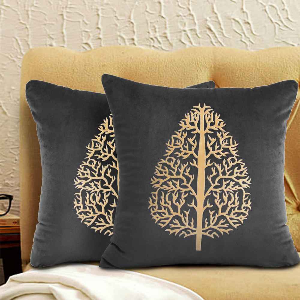 Pair Of Luxury Cushion Cover Gray