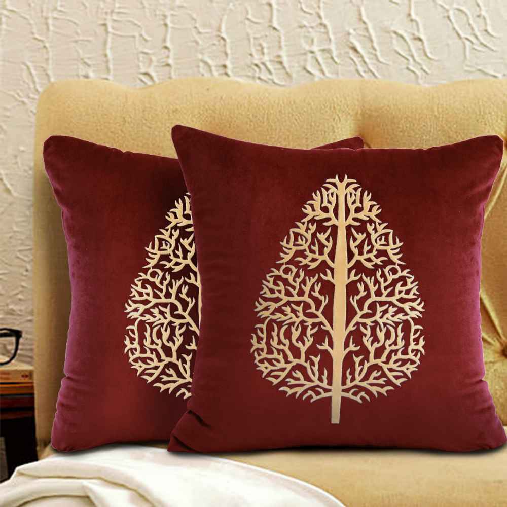 Pair Of Luxury Cushion Cover Maroon