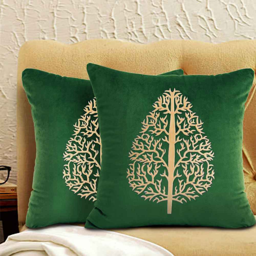 Pair Of Luxury Cushion Cover Green